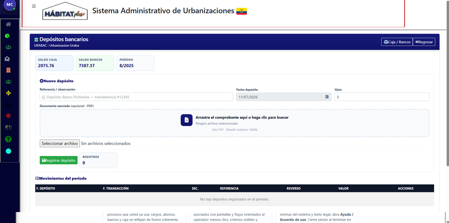 Depósitos bancarios y pagos por verificar