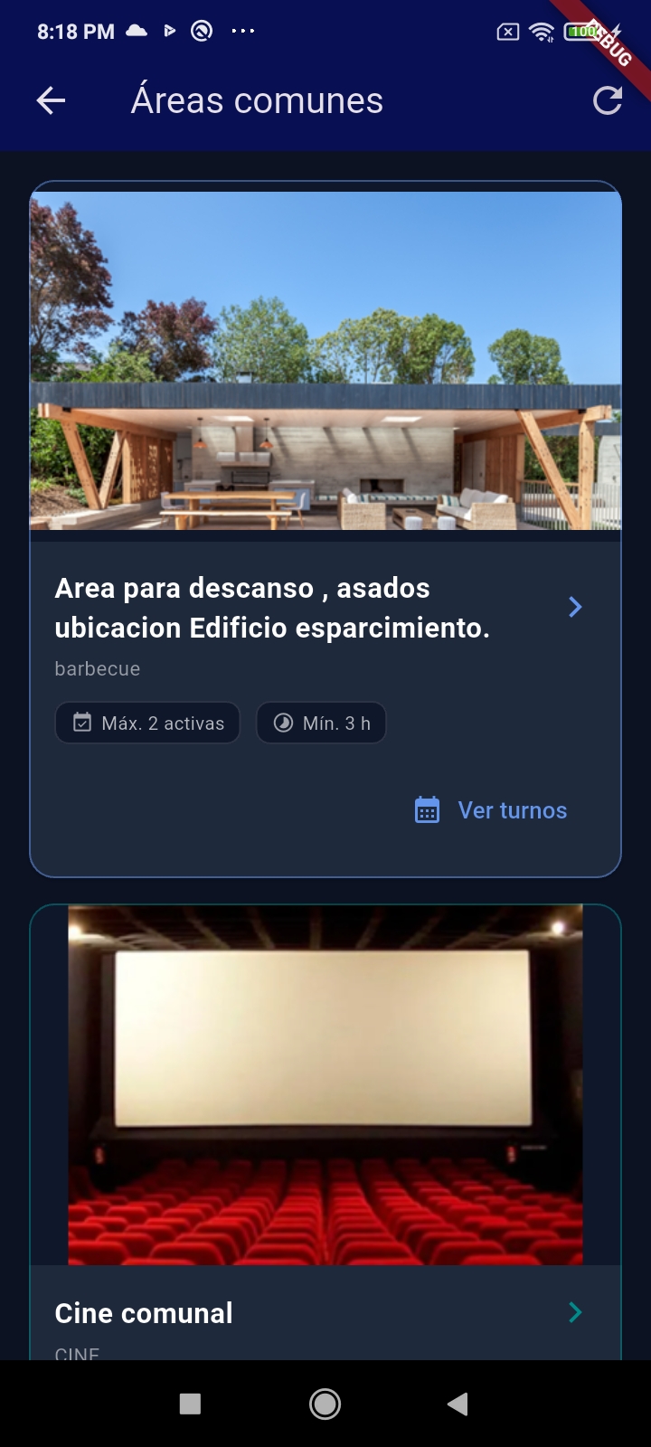 Reserva de áreas comunes desde el teléfono